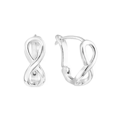 Sterling Silver .5IN Small Infinity Clutchless Hoop Earrings