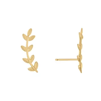 Sterling Silver Leaf Ear Fan Stud Earrings
