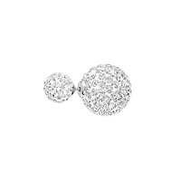 Sterling Silver Crystal Pave Front and Back Stud Earrings