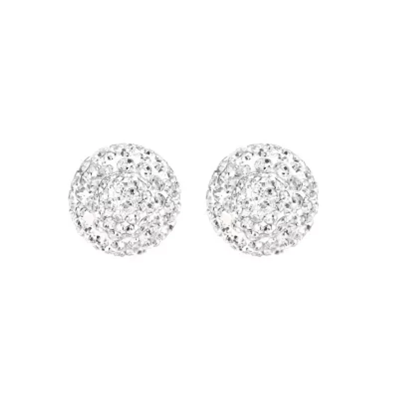 Sterling Silver Crystal Pave Front and Back Stud Earrings