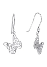 Sterling Silver Filigree Butterfly Drop Earrings