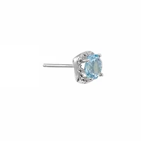 Sterling Silver Light Aqua Crystal and Cubic Zirconia Halo Stud Earrings