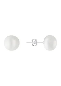 Sterling Silver 10 Millimeter Freshwater Pearl Stud Earrings