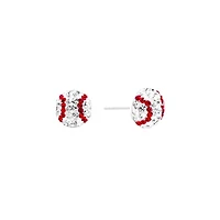 Sterling Silver Crystal Pave Baseball Stud Earrings