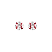 Sterling Silver Crystal Pave Baseball Stud Earrings