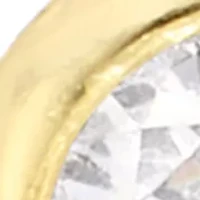 Gold Over Sterling Silver 12mm Cubic Zirconia Bezel Drop Charm Hoop Earrings