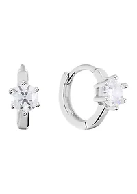 Sterling Silver Cubic Zirconia HUGGIE Earrings