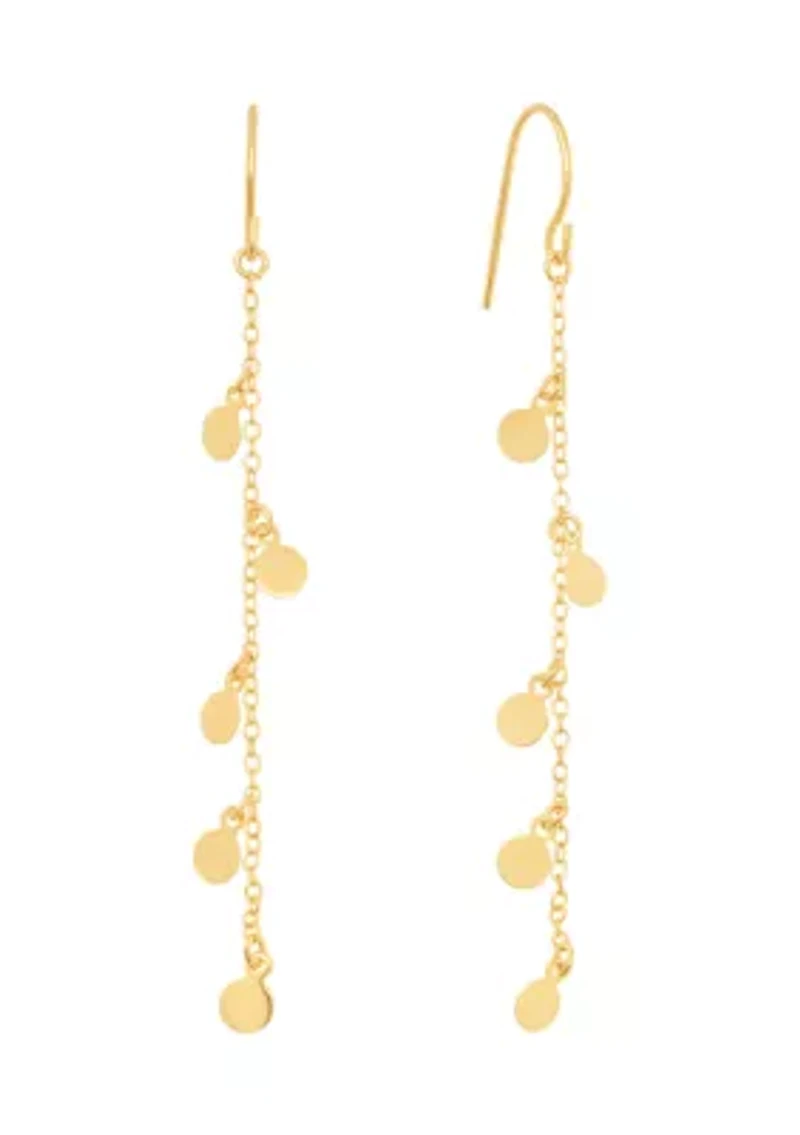 Sterling Silver Flat Disc Drop Earrings