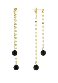 6 Millimeter Front and Back Chain Drop Earrings
