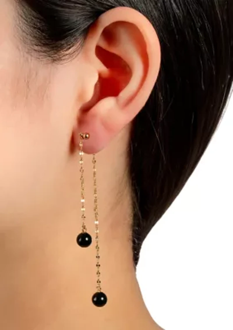 6 Millimeter Front and Back Chain Drop Earrings