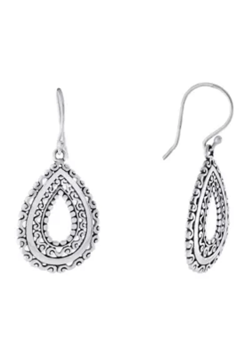 Sterling Silver Oxidized Filigree Teardrop Earrings
