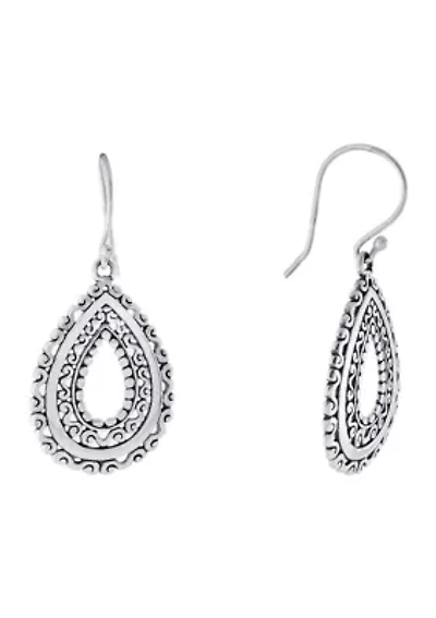 Sterling Silver Oxidized Filigree Teardrop Earrings