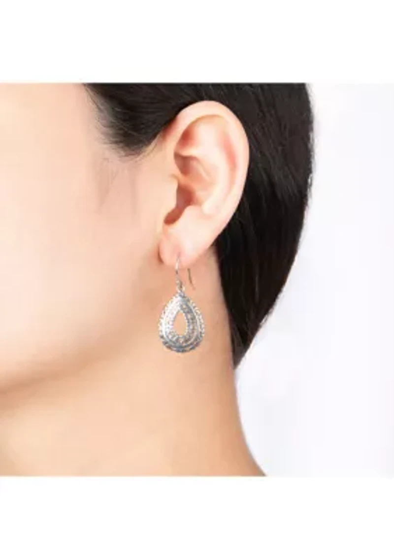 Sterling Silver Oxidized Filigree Teardrop Earrings