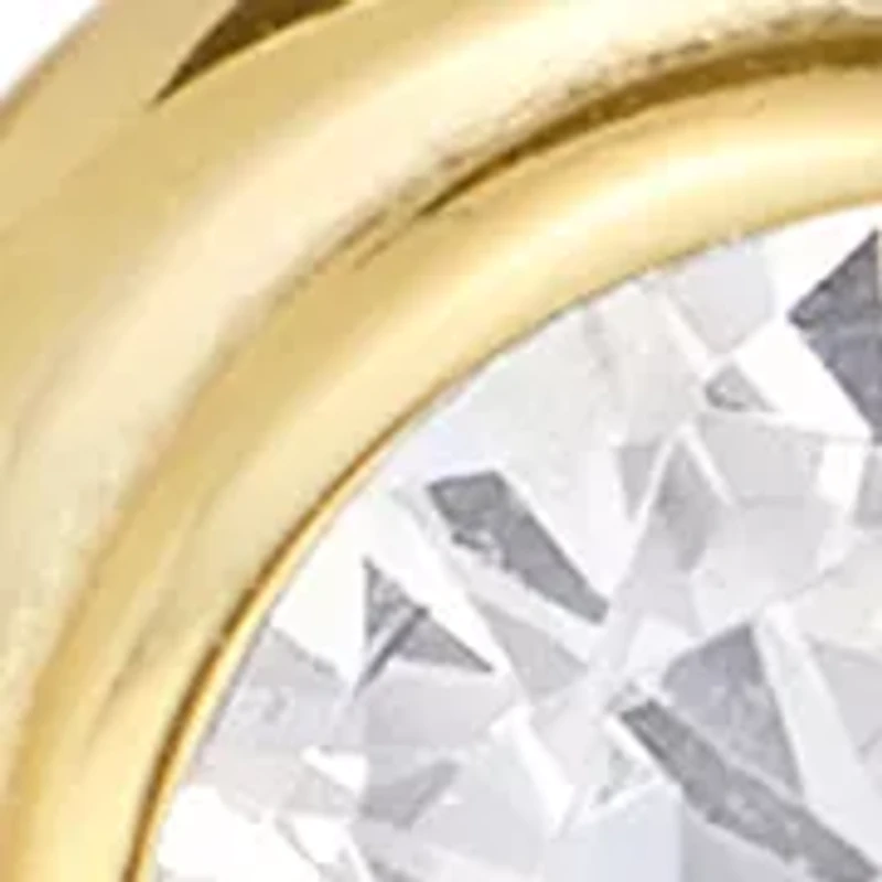 Gold Over Sterling Silver 5mm Cubic Zirconia Bezel Stud Earrings