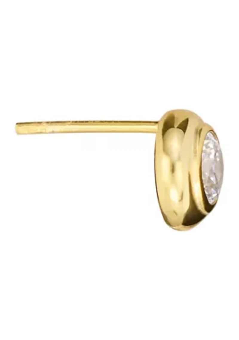 Gold Over Sterling Silver 5mm Cubic Zirconia Bezel Stud Earrings