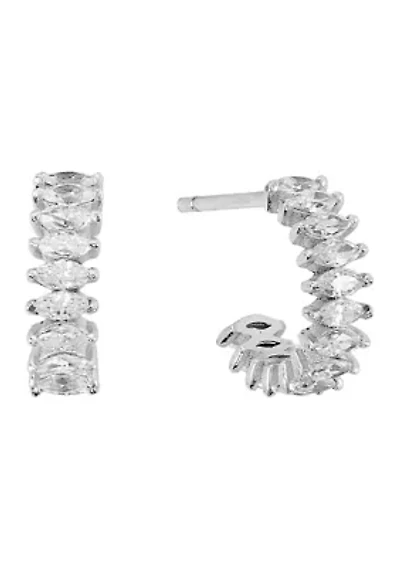Marquise Cubic Zirconia Post Hoop Earrings