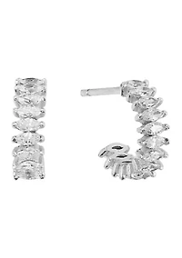 Marquise Cubic Zirconia Post Hoop Earrings