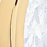 Gold Over Sterling Silver Cubic Zirconia Pearl Drop Huggie Earrings