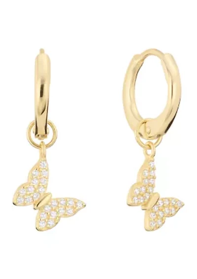 Butterfly Charm CZ Earrings