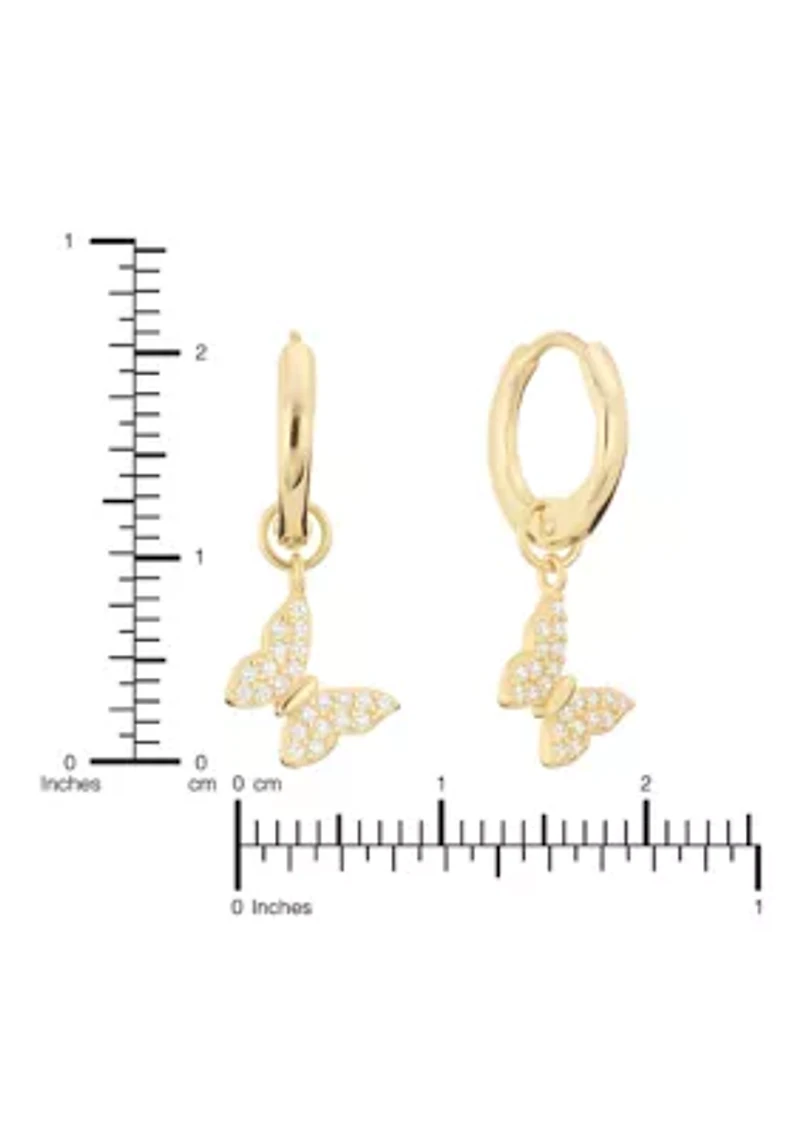 Butterfly Charm CZ Earrings