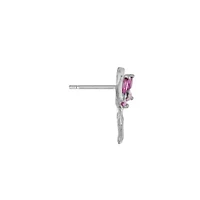 Sterling Silver Dark Pink Flamingo with Cubic Zirconia Stud Earrings