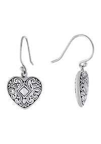 Sterling Silver Oxidized Filigree Heart Drop Earrings