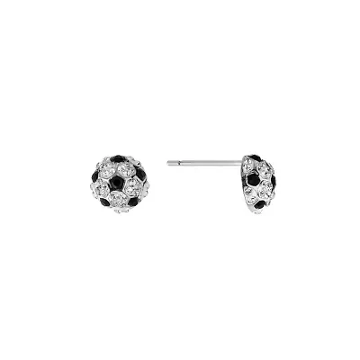 Sterling Silver Crystal Soccerball Stud Earrings