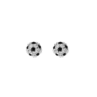 Sterling Silver Crystal Soccerball Stud Earrings