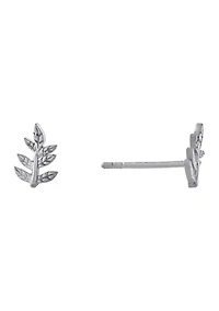 Sterling Silver High Polished Leaf Stud Earrings