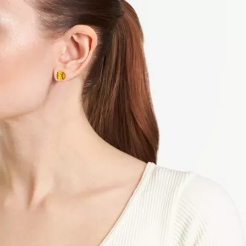 Sterling Silver Crystal Softball Stud Earrings