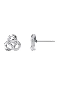 Sterling Silver Cubic Zirconia Knot Stud Earrings