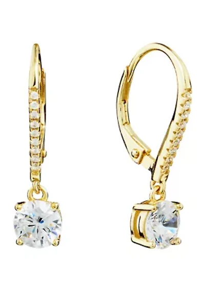Cubic Zirconia Leverback Earrings
