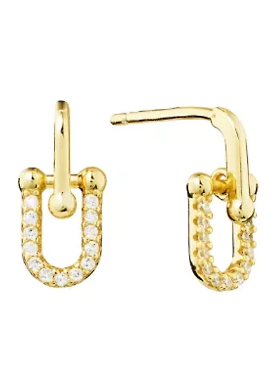 Cubic Zirconia U Post Drop Earrings