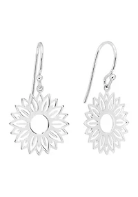 Sterling Silver Cut Out Sunflower Drop Earrings