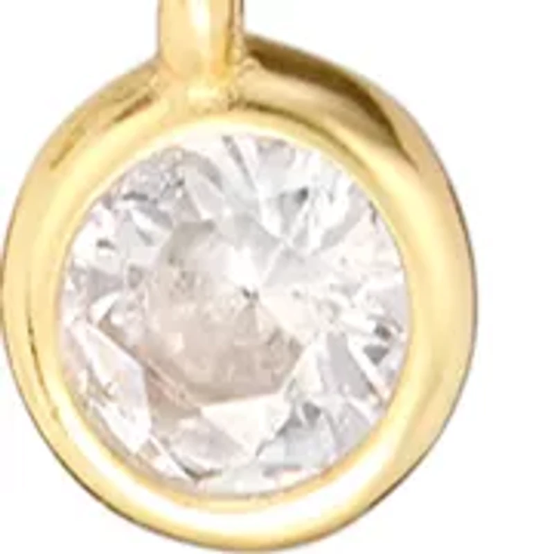 Gold Over Sterling Silver Cubic Zirconia Cable Chain Drop Linear Earrings