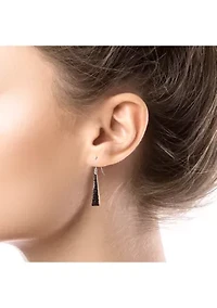 Sterling Silver Crystal Long Triangle Drop Earrings
