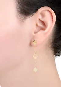Gold Plated Sterling Silver Triple Flower Chain Drop Earrings