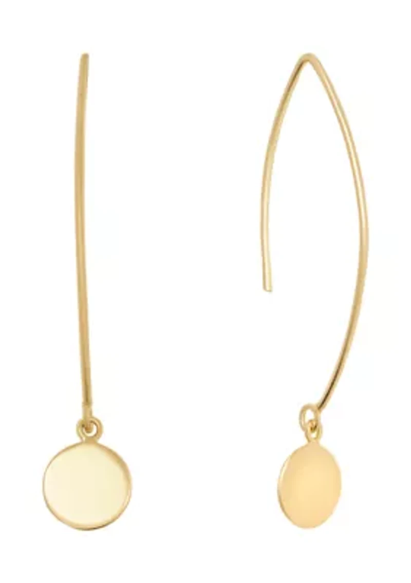 Sterling Silver Circle Marquise Wire Drop Earrings