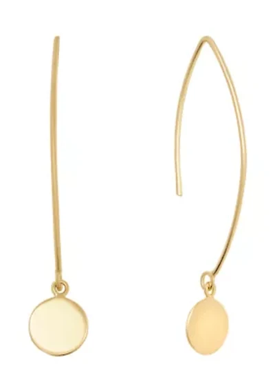 Sterling Silver Circle Marquise Wire Drop Earrings