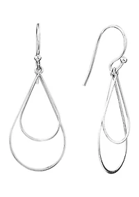 Sterling Silver Double Oval Wire Drop Earrings