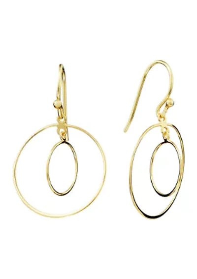 Double Open Circle Wire Drop Earrings
