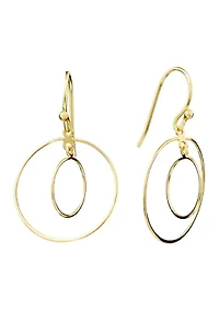 Double Open Circle Wire Drop Earrings