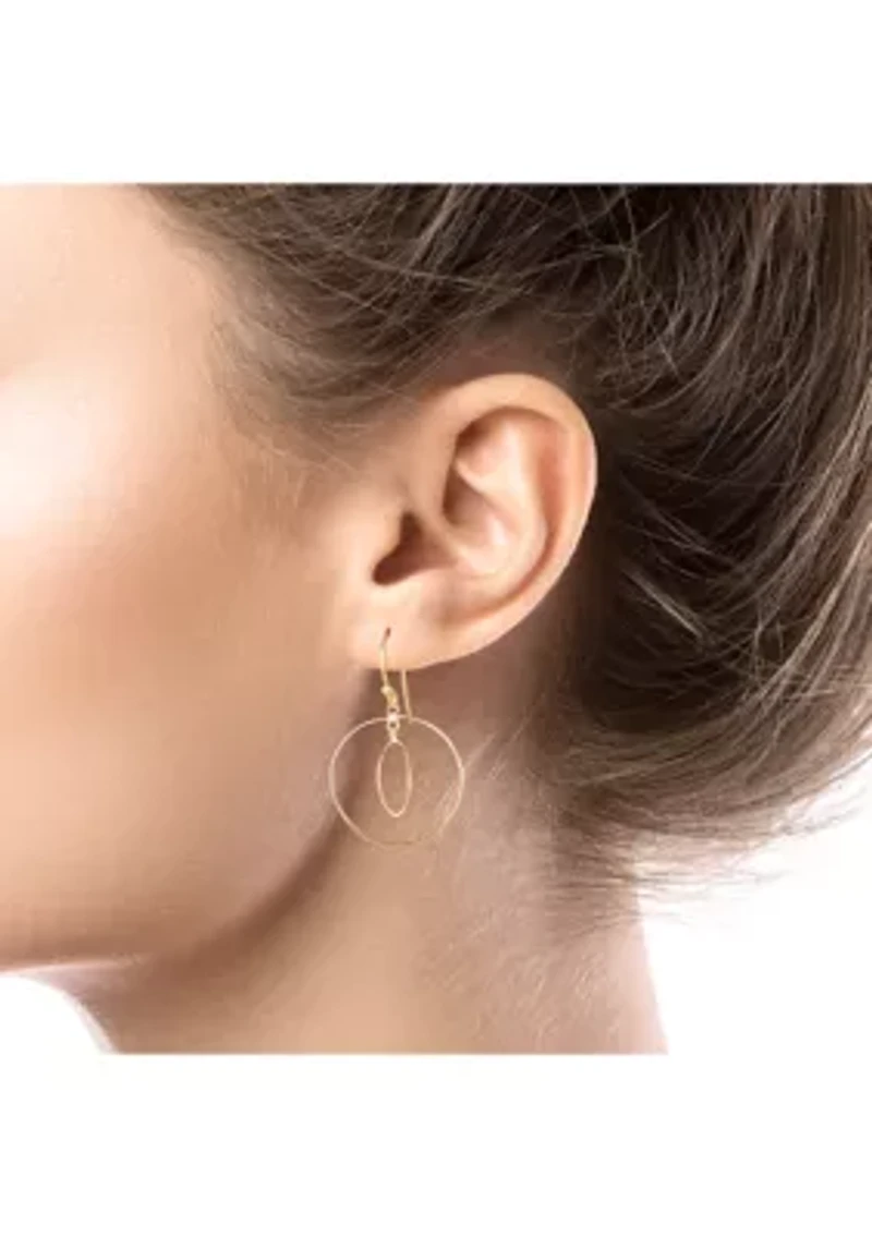 Double Open Circle Wire Drop Earrings