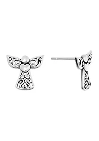 Sterling Silver Filigree Angel Stud Earrings
