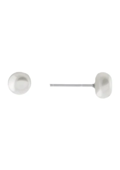Sterling Silver 7.5-8 Millimeter Freshwater Pearl Stud Earrings