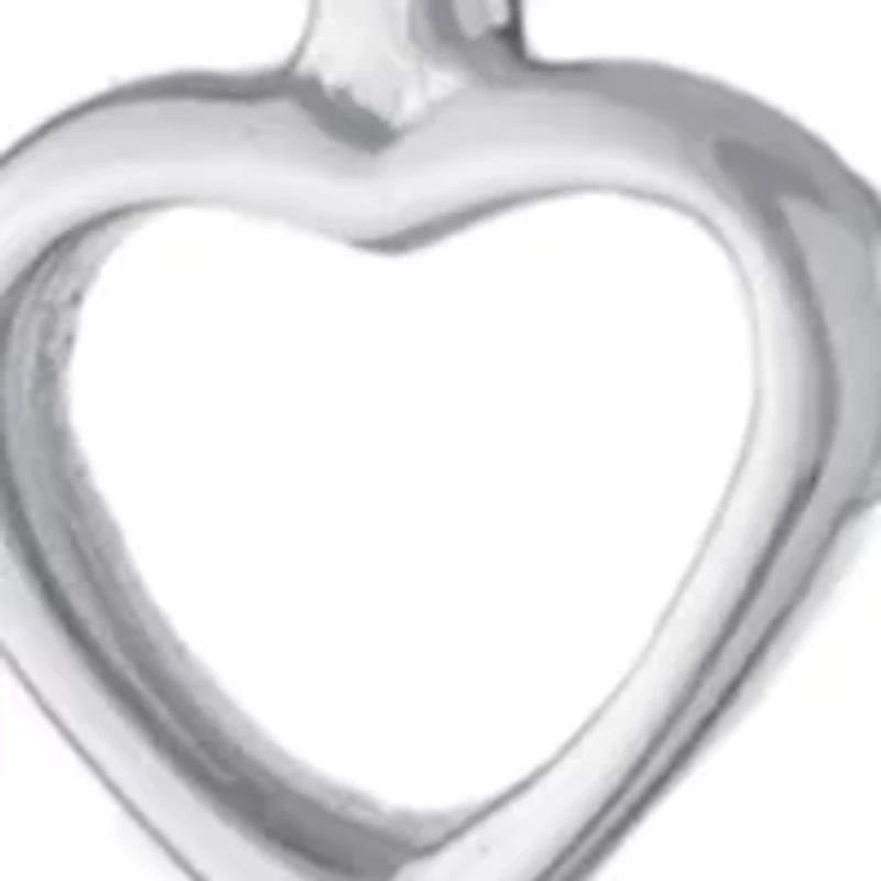 Sterling Silver 18" Cross with Open Heart Pendant Necklace
