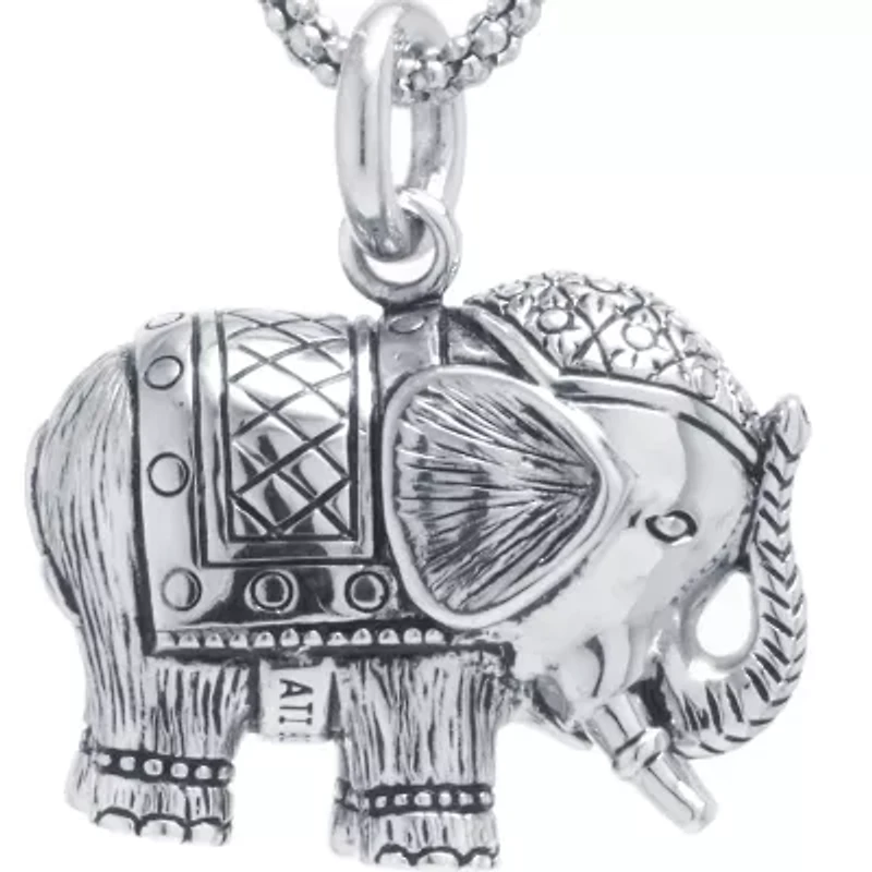Sterling Silver Bali Elephant Pendant Necklace