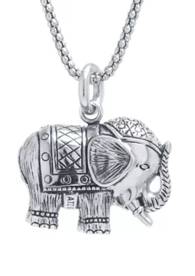 Sterling Silver Bali Elephant Pendant Necklace