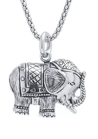 Sterling Silver Bali Elephant Pendant Necklace