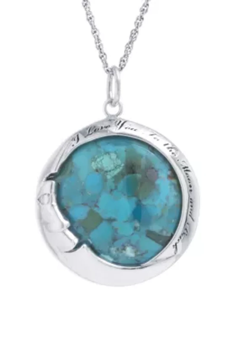 Sterling Silver Enhanced Turquoise 'I Love You To The Moon and Back' Pendant Necklace